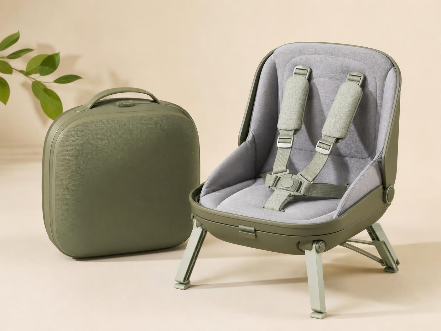 OUTKIT Restaurant Kit Boost unfolded into a portable toddler booster seat